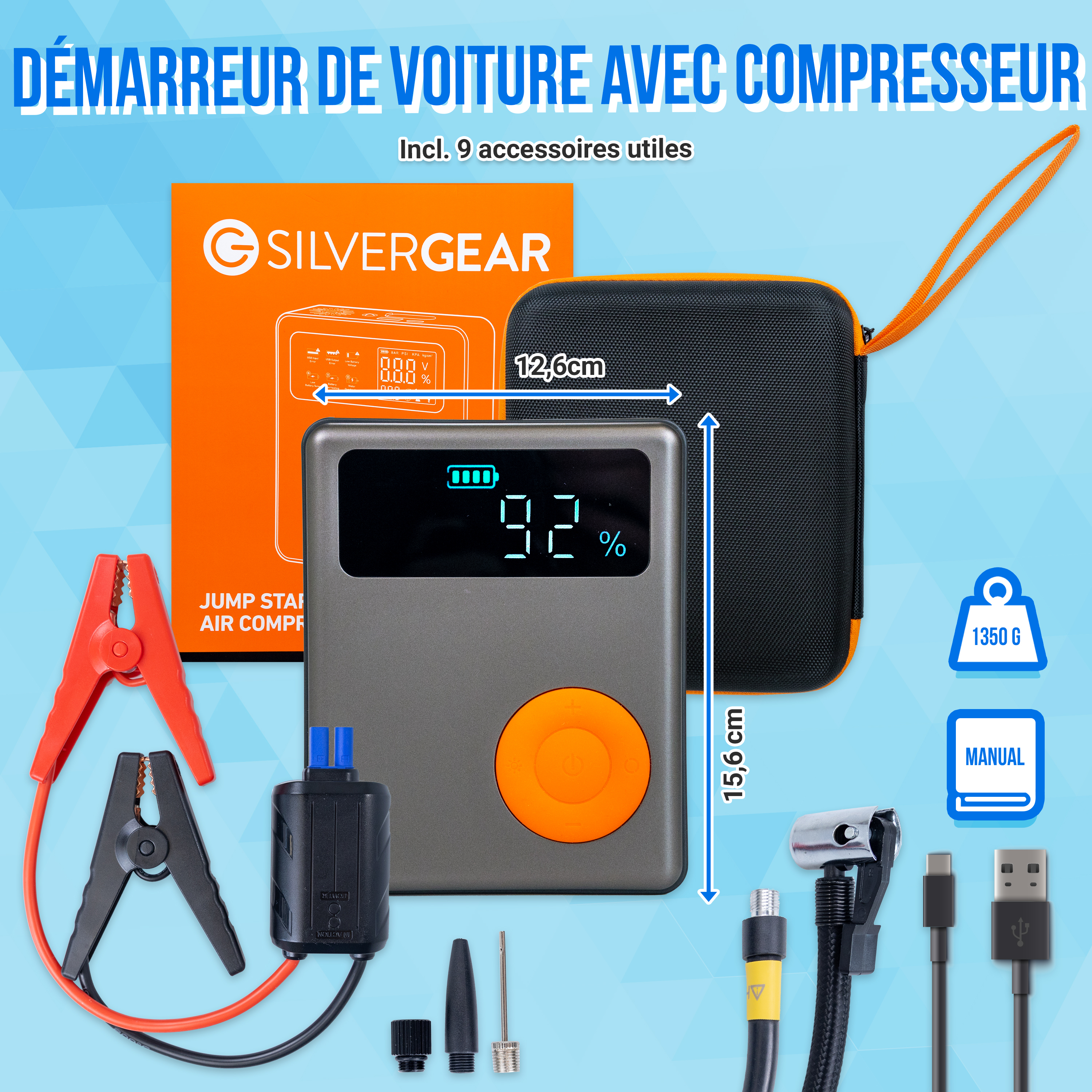 Démarreur de Voiture avec Compresseur