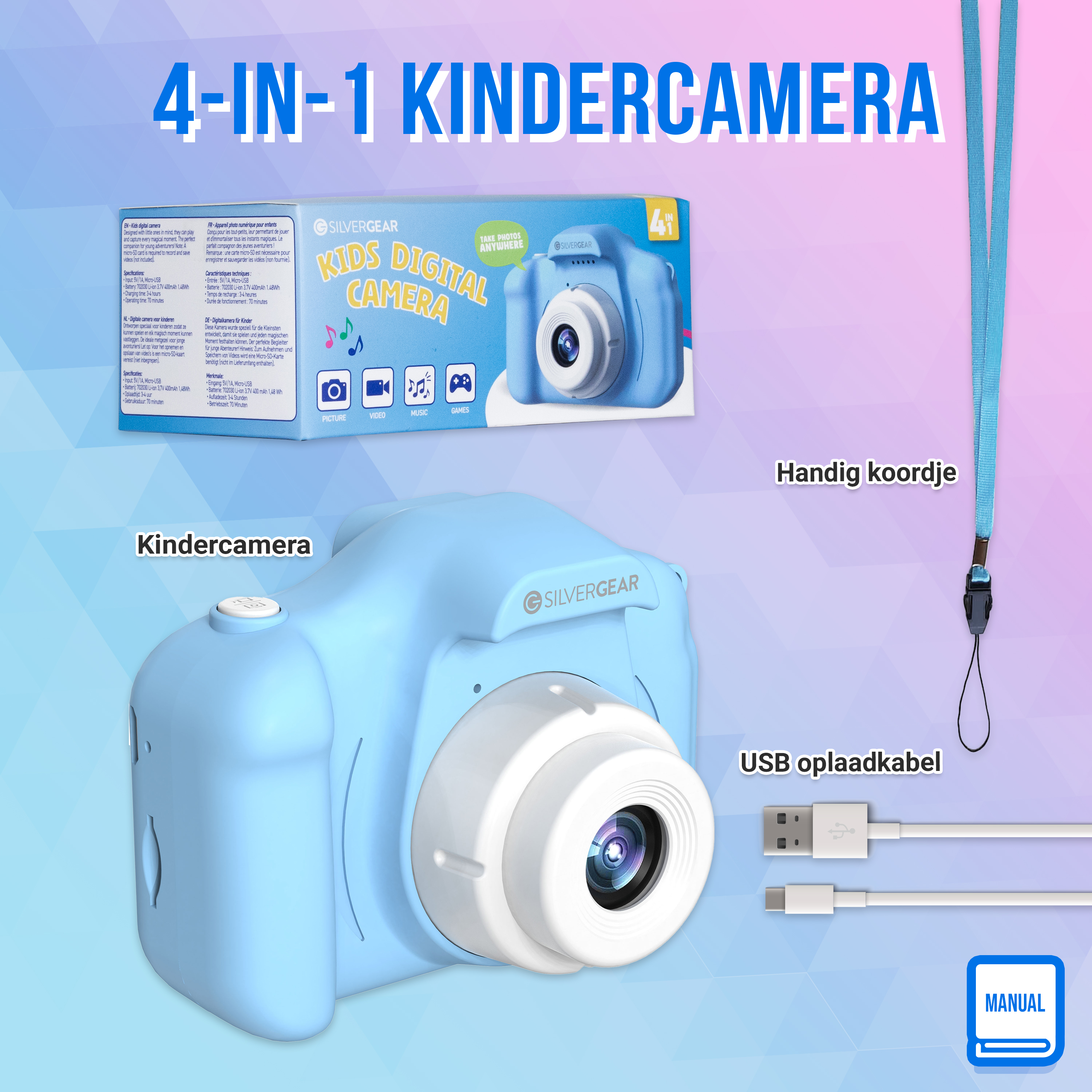 4 in 1 Kindercamera - Roze