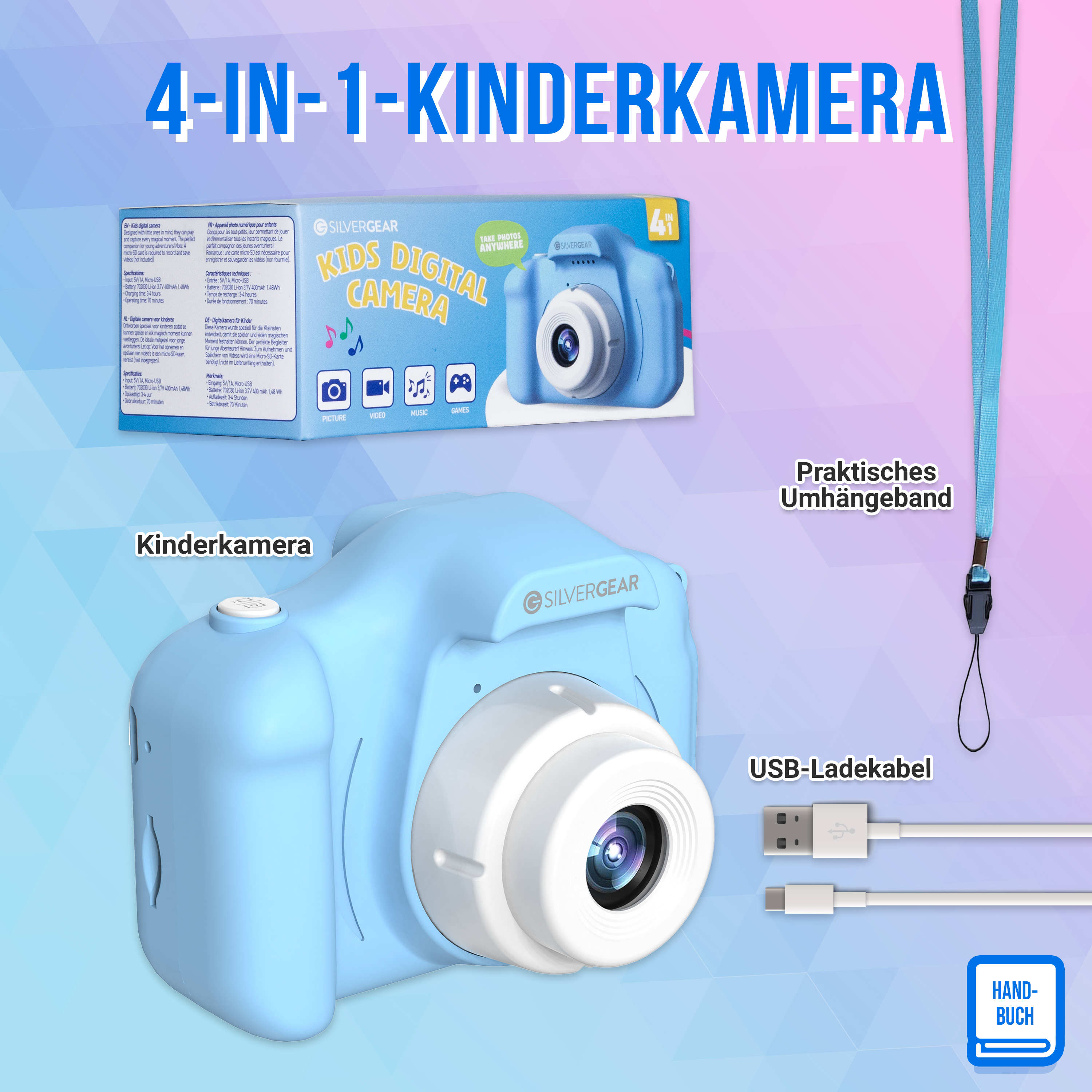 4 in 1 Kinderkamera - Blau