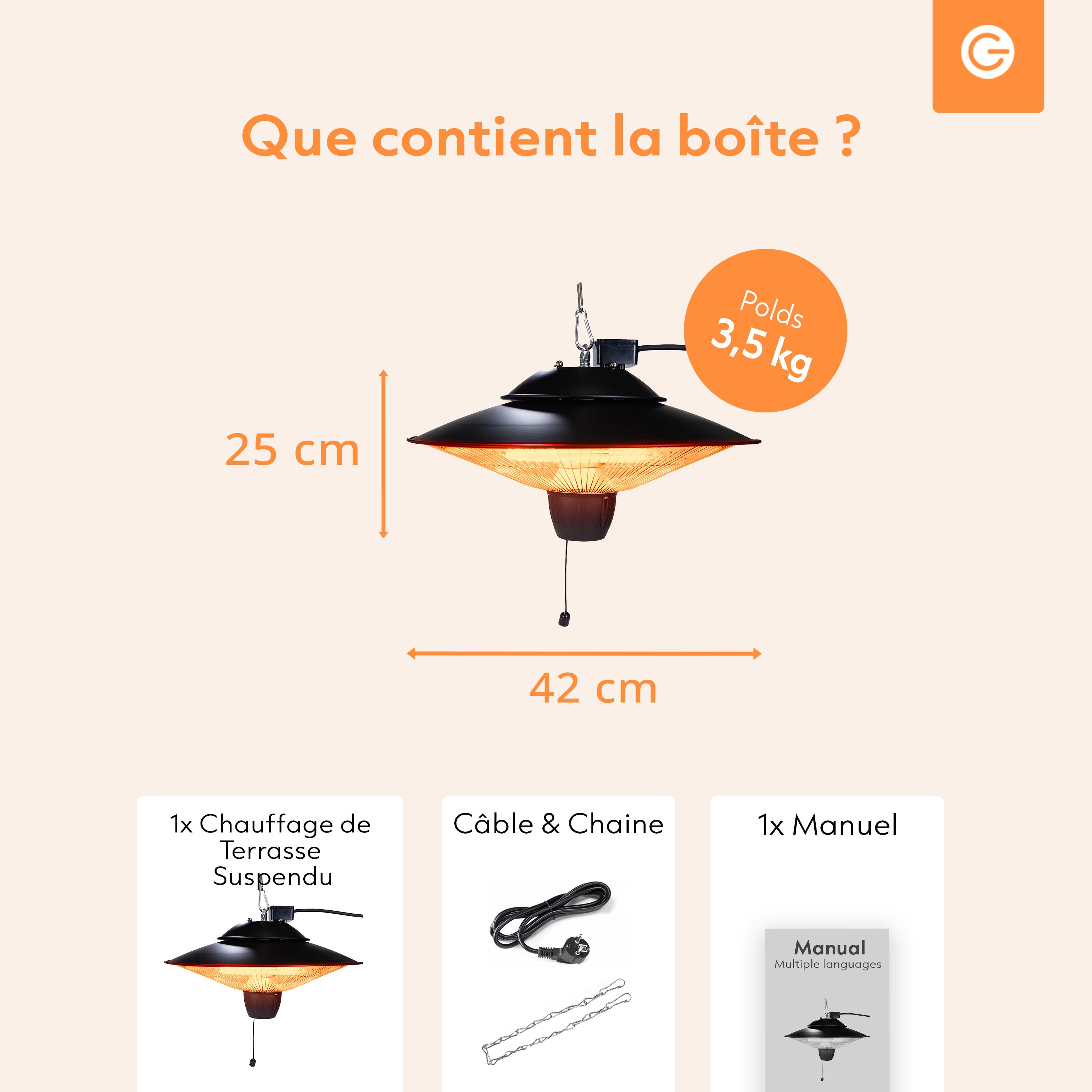 Chauffage de Terrasse Suspendu