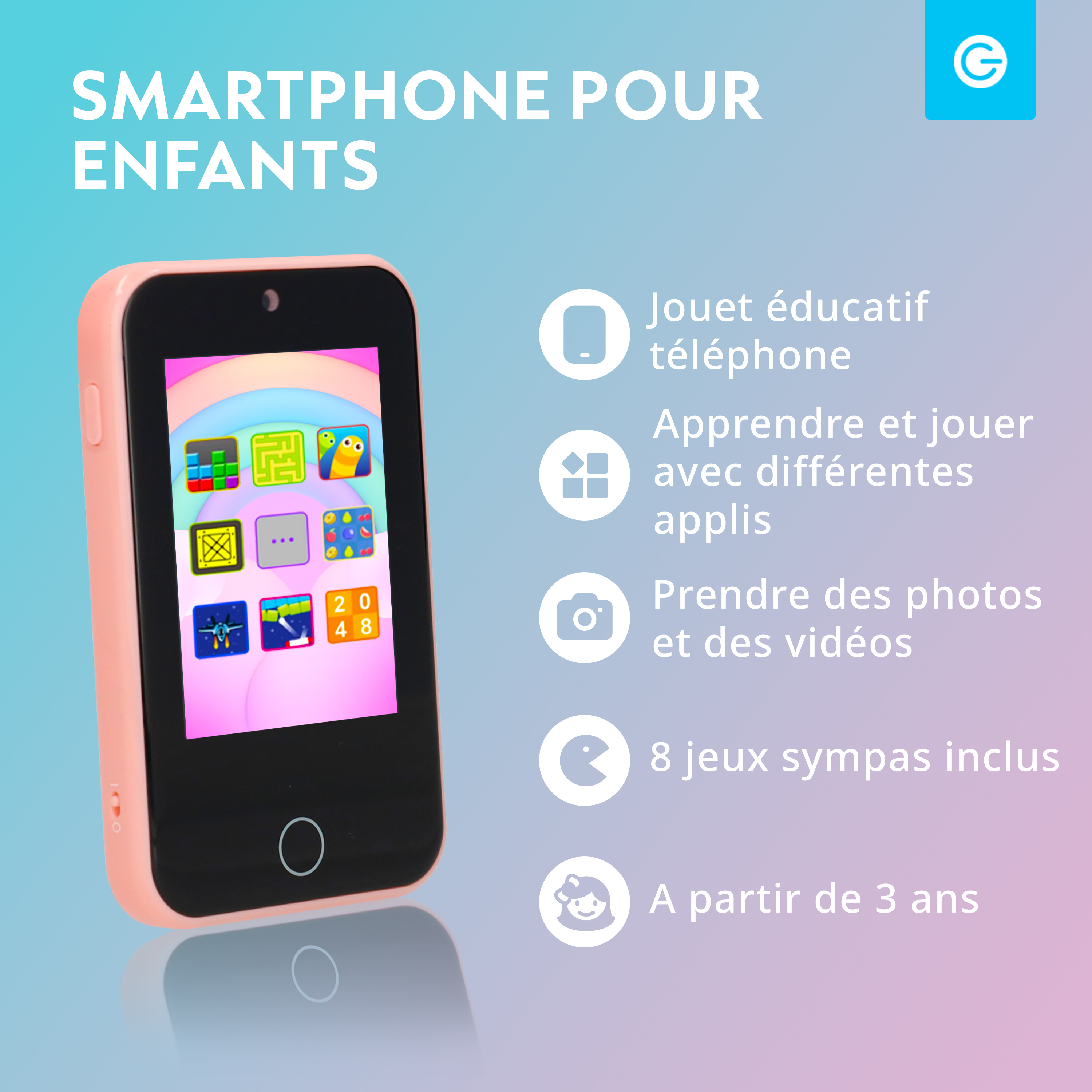 Téléphone Intelligent pour Enfants - Rose