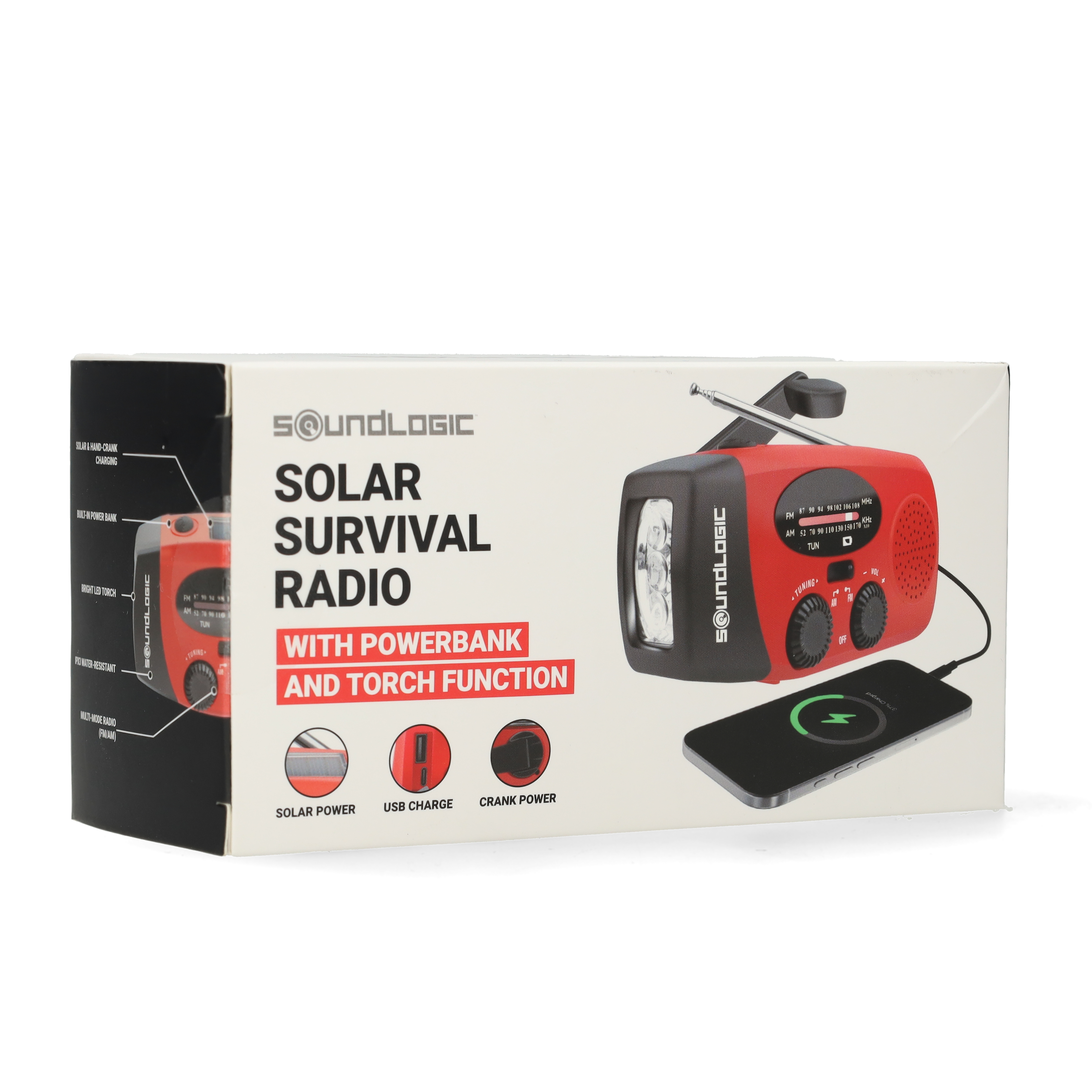 Solar Opwindbare Noodradio - Met Powerbank en Zaklamp