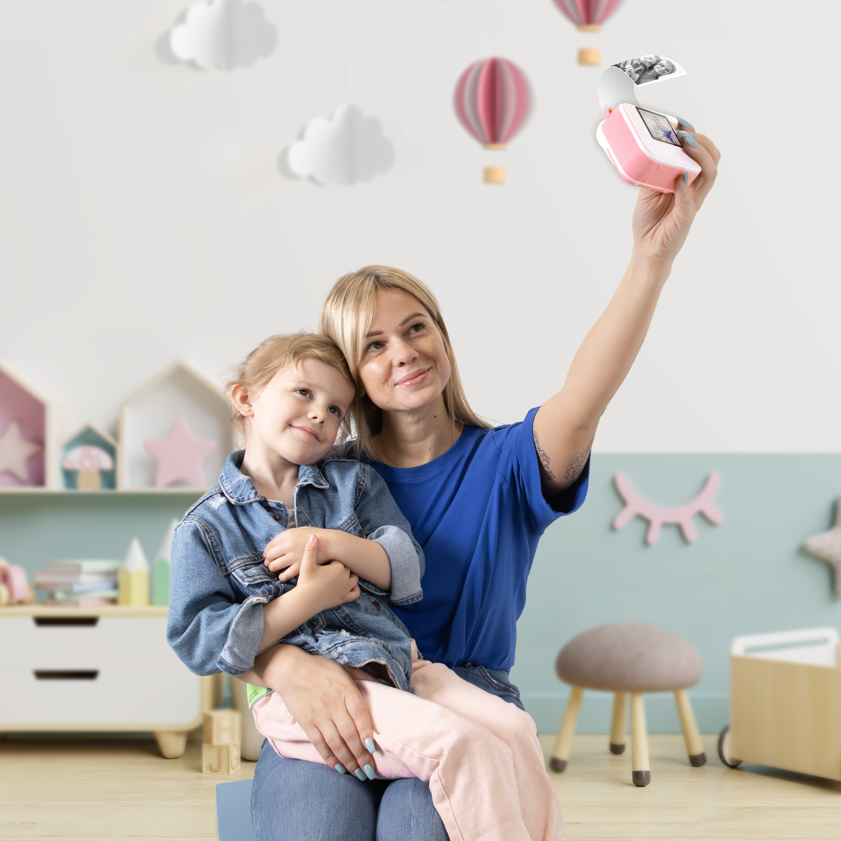 Hapivida Digitale Kindercamera Met Inktloze Thermische Printer - 1080p Video, 50MP Foto's, 2.0" IPS Scherm - Blauw Cadeau Voor Kinderen 3-12 Jaar