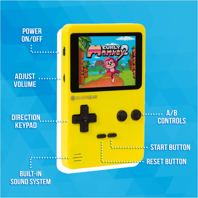 Mini Retro Arcade Game Console - Yellow - 2.8 Inch Display - 240 Games