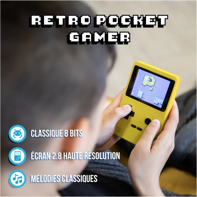 Mini-console de jeux rétro - Jaune - Écran de 2,8 pouces - 240 jeux