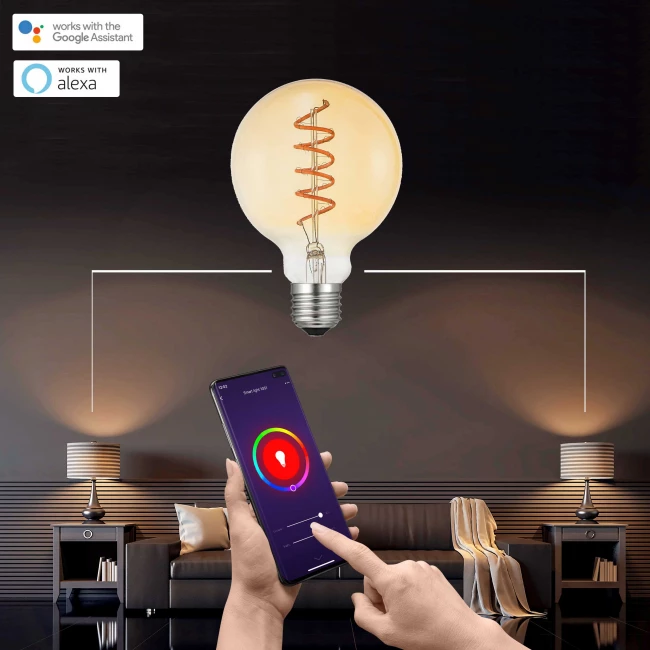 Lampe LED intelligente avec filament - Spirale