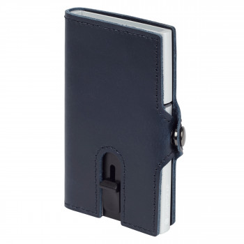 Genuine Leather Card Holder Wallet - Blue