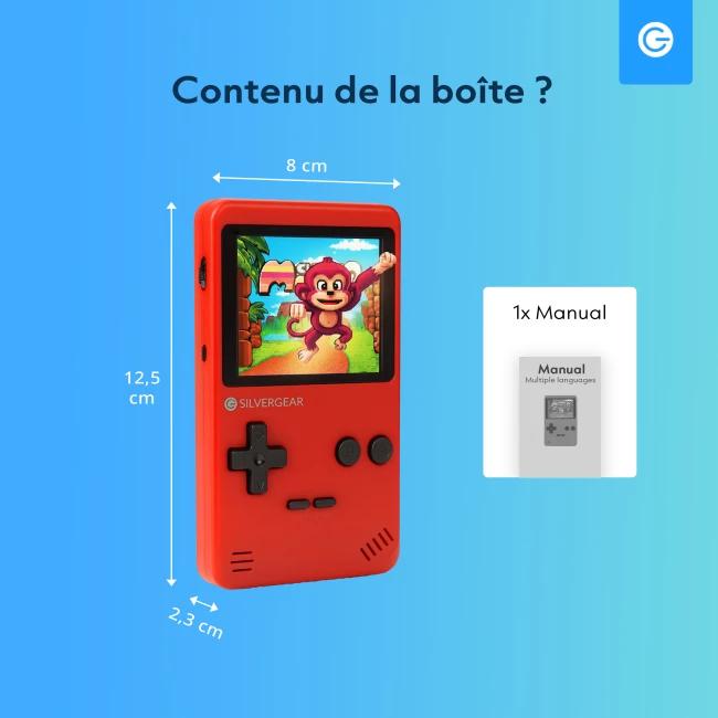 Mini-console de jeux rétro - Rouge - Écran de 2,8 pouces - 240 jeux