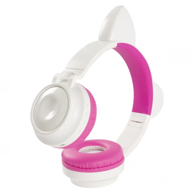 Kabellose Kopfhörer für Kinder mit Katzenohren - Weiß - Rosa