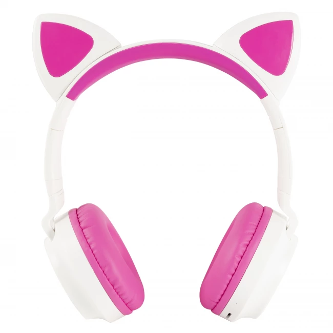 Casque sans fil pour les enfants avec des oreilles de chat - blanc rose