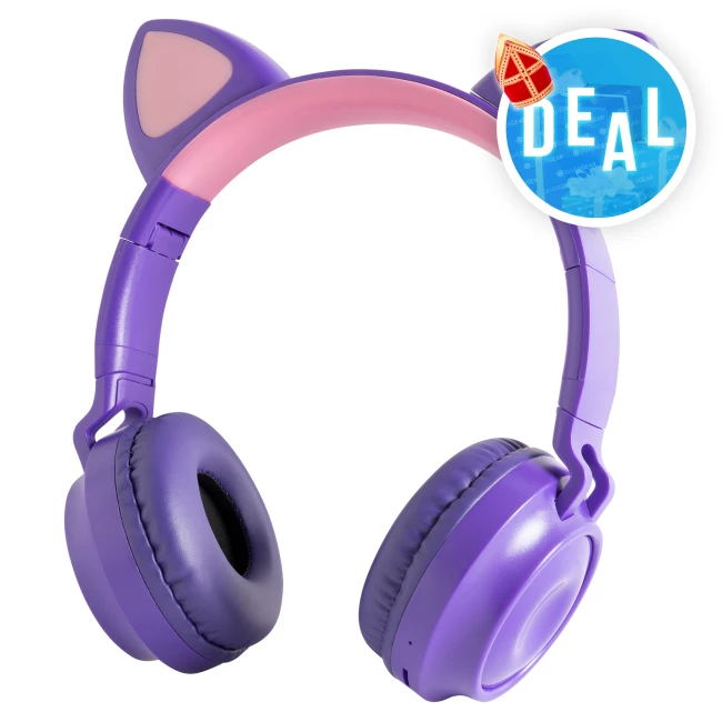 Casque sans fil pour les enfants avec des oreilles de chat - violet - rose
