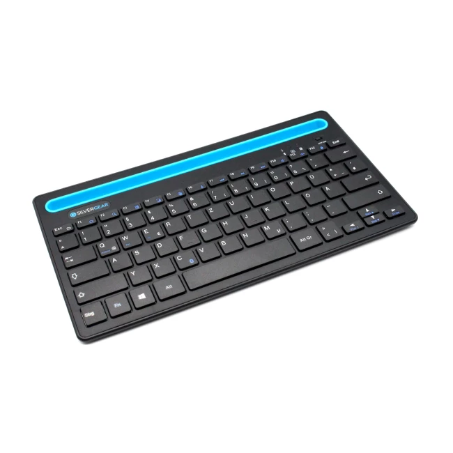 Kabellose Tastatur mit Smartphone und Tablet Halterung QWERTZ-Layout - Schwarz