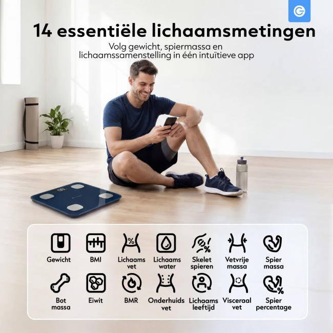 Slimme Bluetooth Weegschaal - Middernacht Blauw