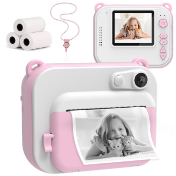 Kindercamera met Printer - Roze