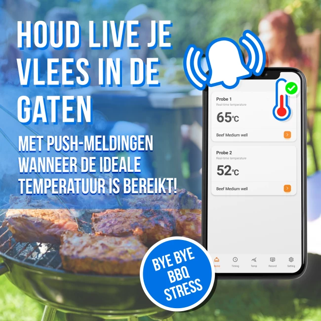 Slimme BBQ Vleesthermometer met App kopen? Silvergear.eu Silvergear