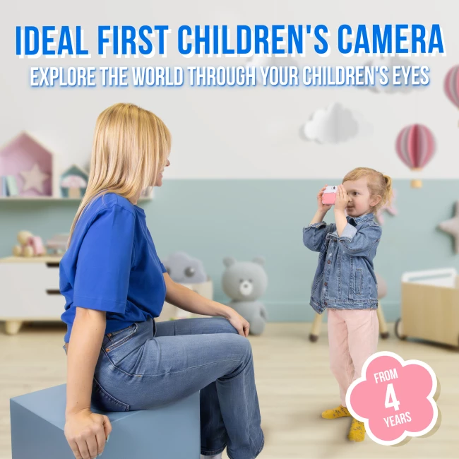 Kids Instant Camera - Pink - Combodeal with 6x Printpaper White