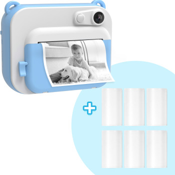 Kids Instant Camera - Blue - Combodeal with 6x Printpaper White