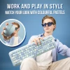 Wireless Retro Keyboard and Mouse Set - Blue - Combodeal with Sturdy Laptop Stand - 11