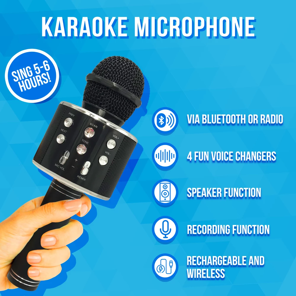 Wireless Karaoke Microphone - Black - Silvergear