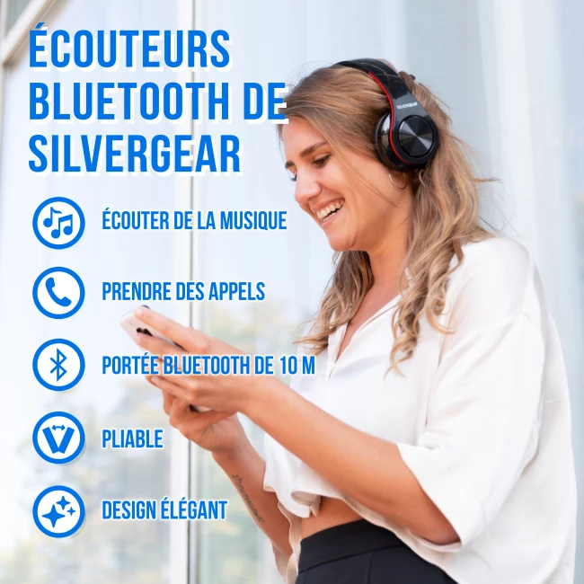 Casque d'écoute Bluetooth sans fil - Noir