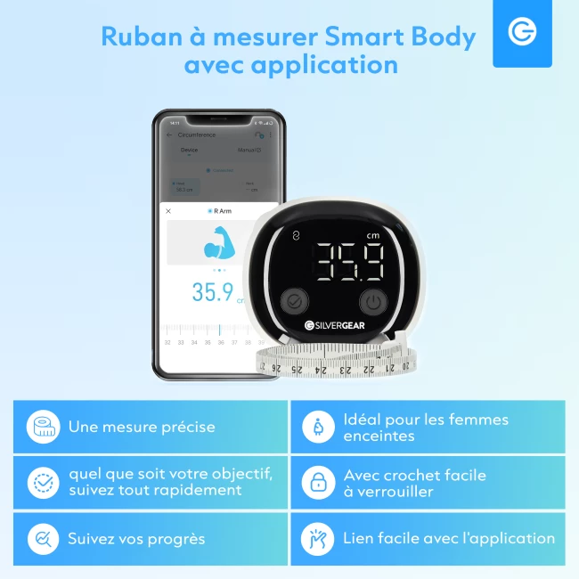 Tape de mesure du corps intelligent avec application