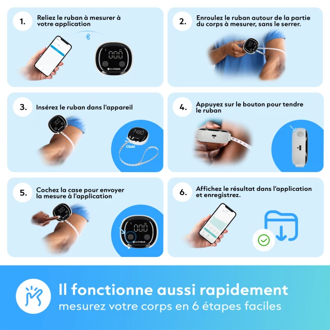 Tape de mesure du corps intelligent avec application