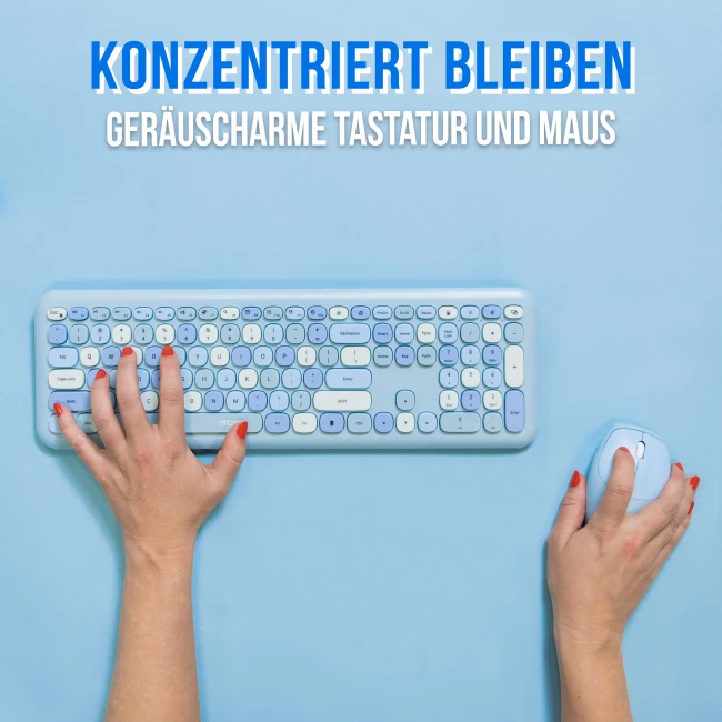 QWERTY Funk-Tastatur- und Maus-Set - Blau