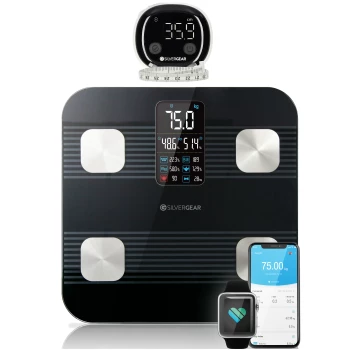 Slimme Premium Weegschaal met Lichaamsanalyse - Zwart - Combideal met Slim Lichaamsmeetlint met App