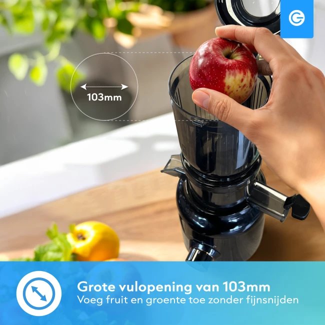 RFWR® Slowjuicer met Grote Boring voor Groenten en Fruit - BPA-vrij, Stil en Efficiënt