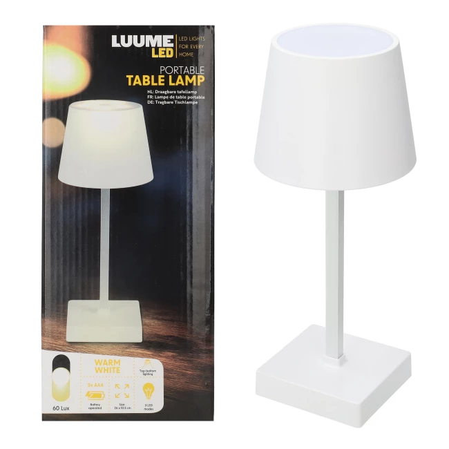 Buy White Battery Table Lamp Compact, Stylish Handy! Silvergear