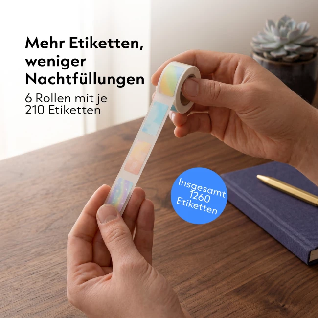 Nachfüllpacks Fichero Etikettendrucker - 14 x 30mm - Farbe Mix - 6 Etikettenrollen