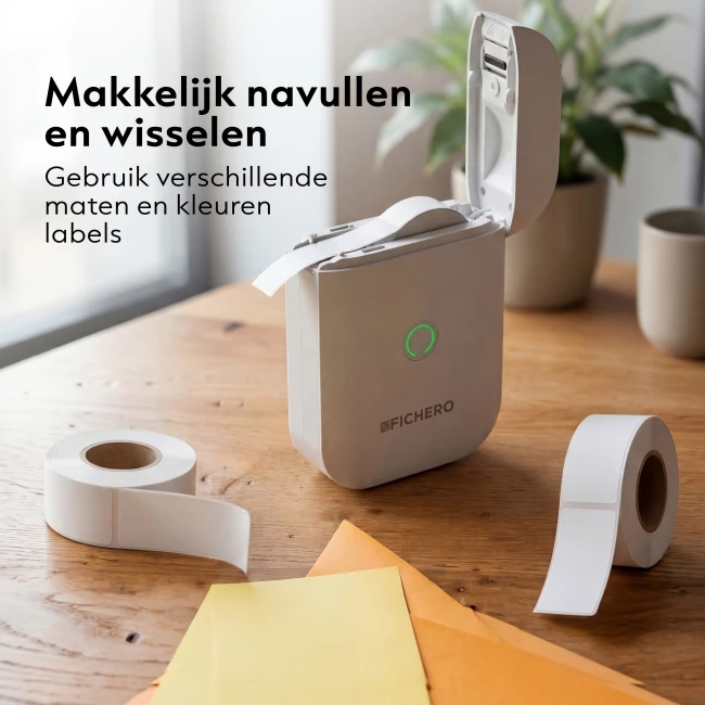 Navullingen Fichero Label Printer - 14 x 40mm - Wit en Transparant - 6 labelrollen