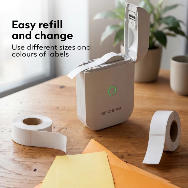 Refills Fichero Label Printer - 14 x 40 mm - White and Transparent - 6 label rolls