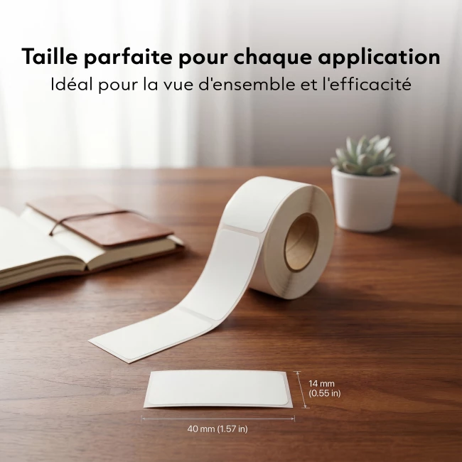 Recharges Imprimante d'étiquettes Fichero - 14 x 50mm - Blanc et Transparent - 6 Rouleaux d'étiquettes
