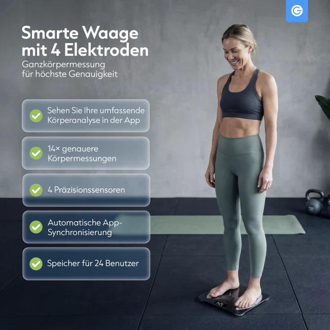 Smart Bluetooth Körperfettwaage - Schwarz