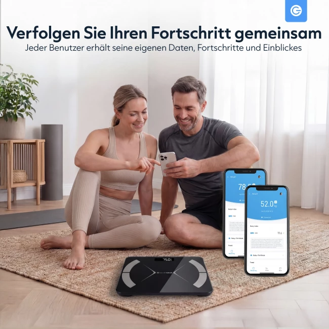 Smart Bluetooth Körperfettwaage - Schwarz
