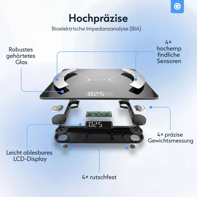 Smart Bluetooth Körperfettwaage - Schwarz