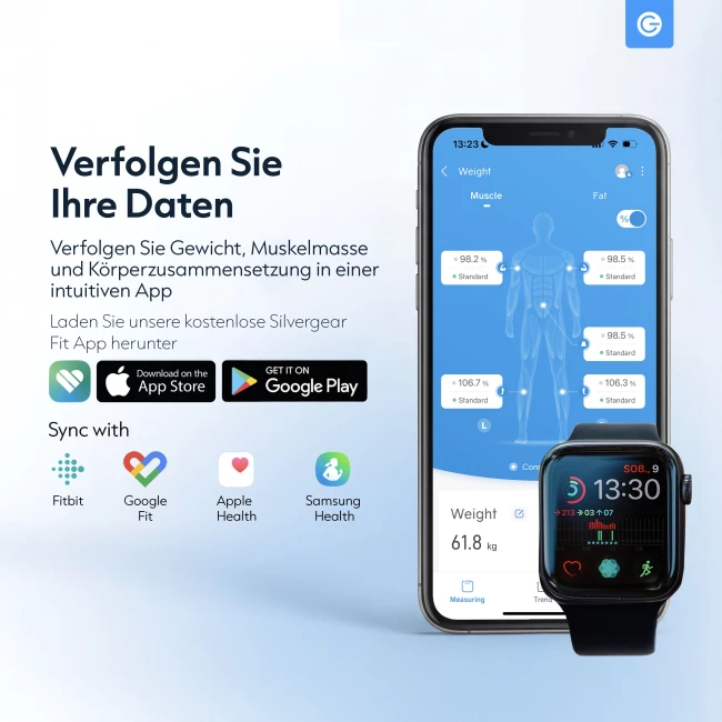 Smart Bluetooth Körperfettwaage - Schwarz
