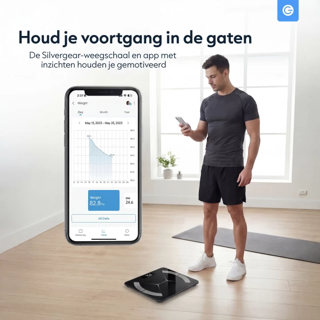 Smart Bluetooth Körperfettwaage - Schwarz
