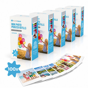 Recharges pour Imprimante Photo Mobile - Lot de 5 – 100 Feuilles Photo