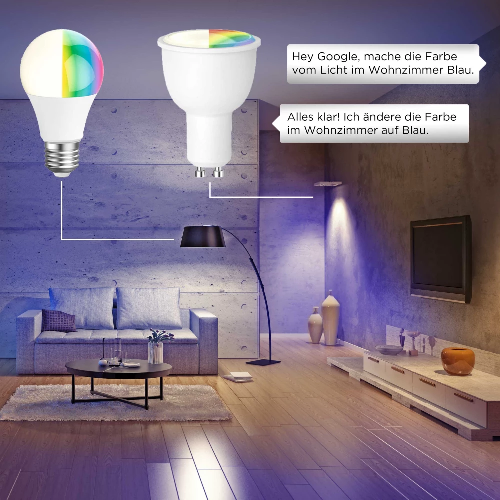 Wifi Smart Home LED Lampe E27 - 3 Stück