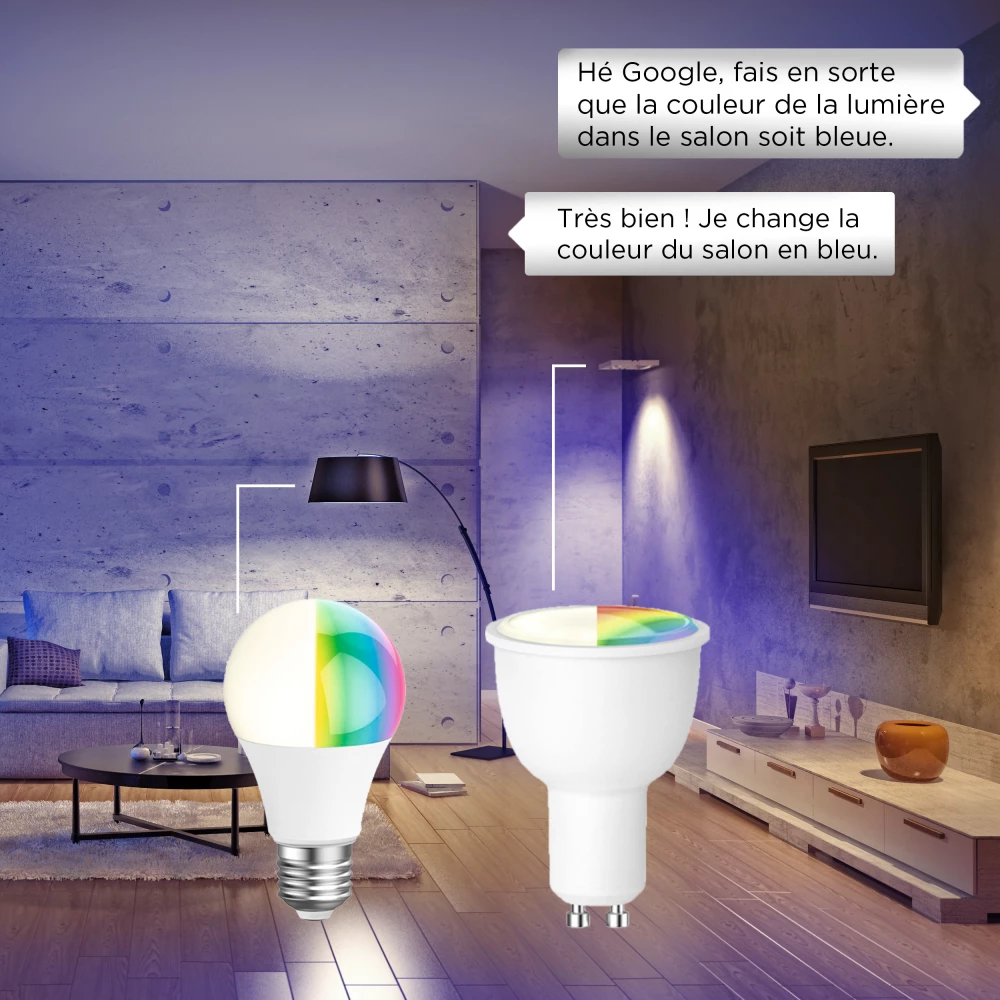Lampe LED intelligente WiFi GU10 - 3 pièces
