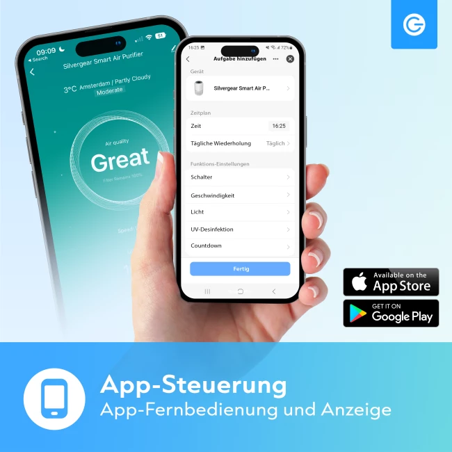 Luftreiniger mit Heizfunktion und Ventilator