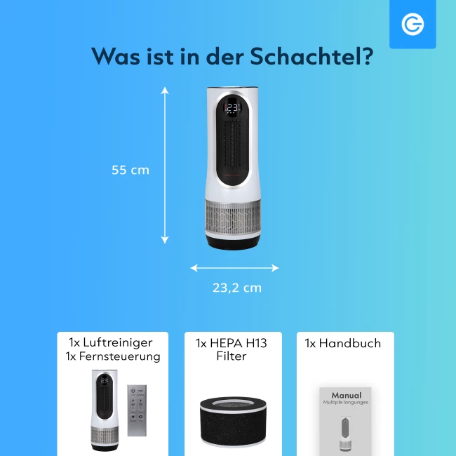 Luftreiniger mit Heizfunktion und Ventilator